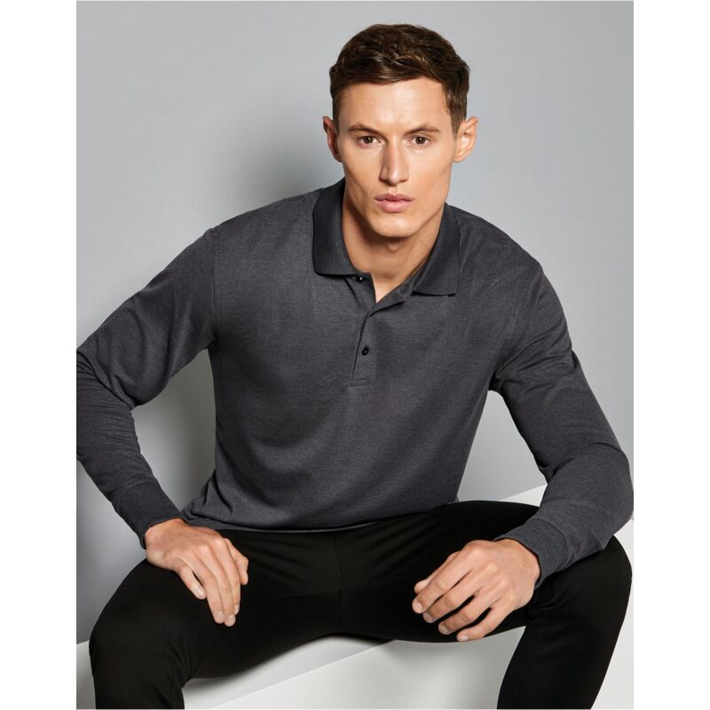 Men's Long Sleeved Pique Polo Shirt Thumbnail