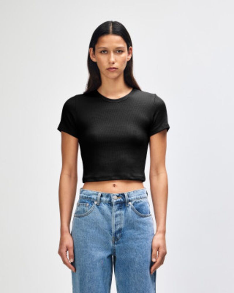 American Apparel Baby Rib Women's Crop Fitted T-Shirt Thumbnail