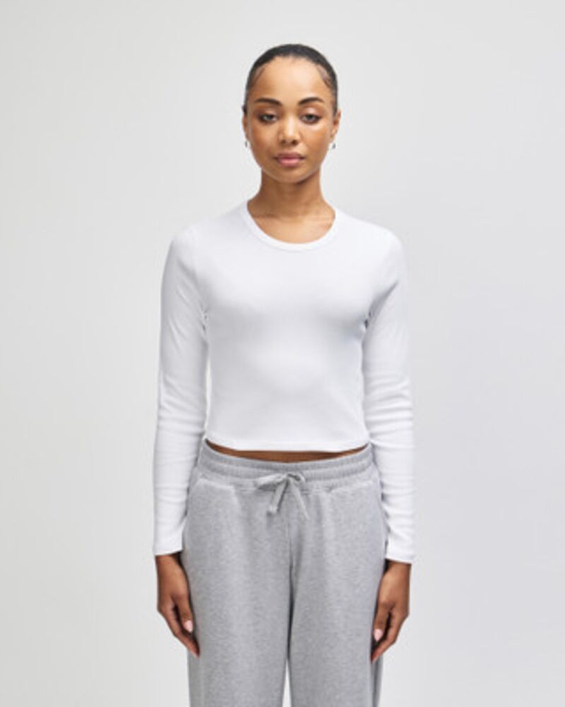 American Apparel Baby Rib Women's LS Crop Fitted T-Shirt Thumbnail