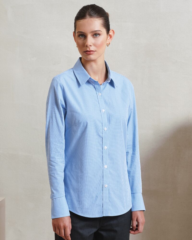 Ladies Gingham Long Sleeve Shirt Thumbnail