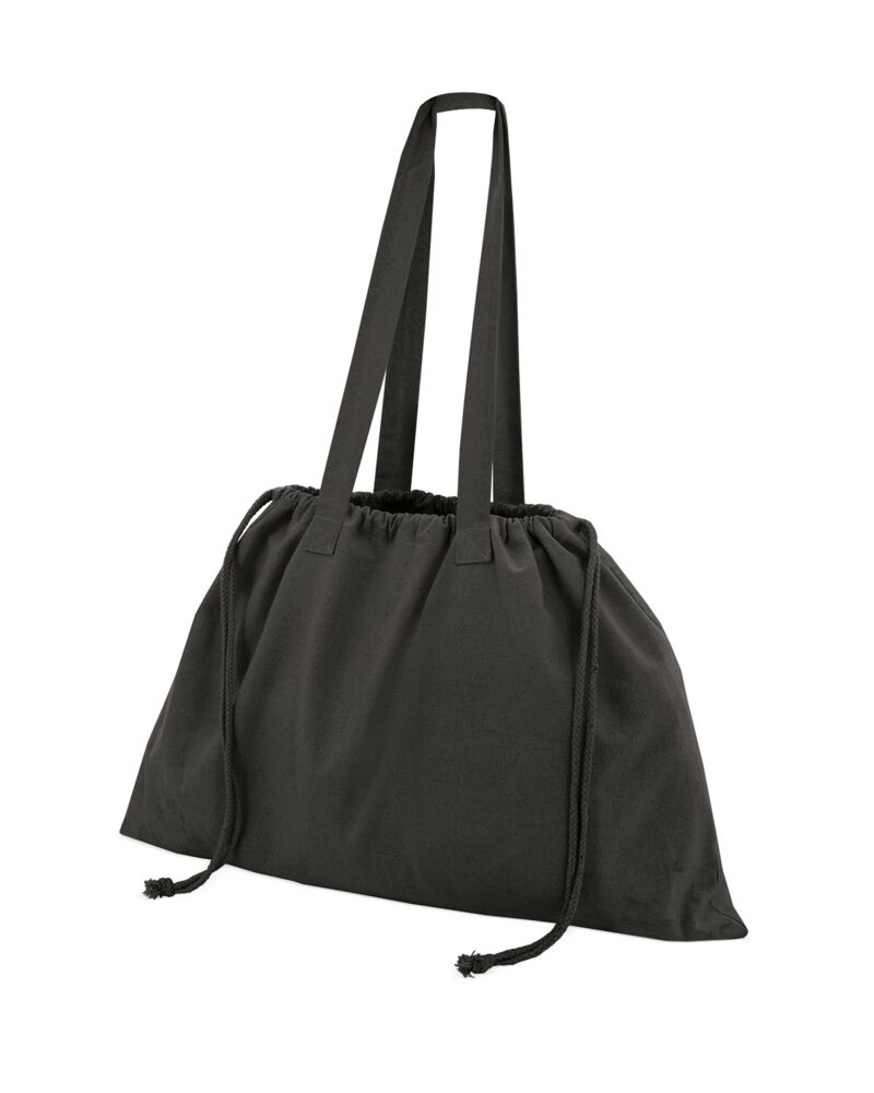 Borsa shopper maxi in cotone riciclato con chiusura a coulisse Thumbnail