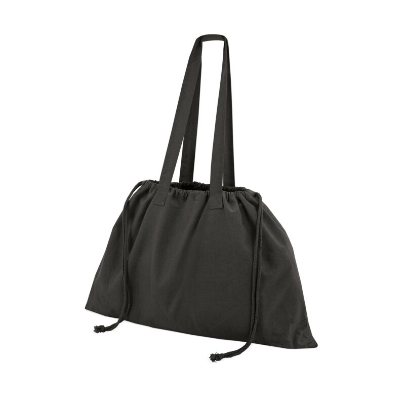 Borsa shopper maxi in cotone riciclato con chiusura a coulisse Thumbnail