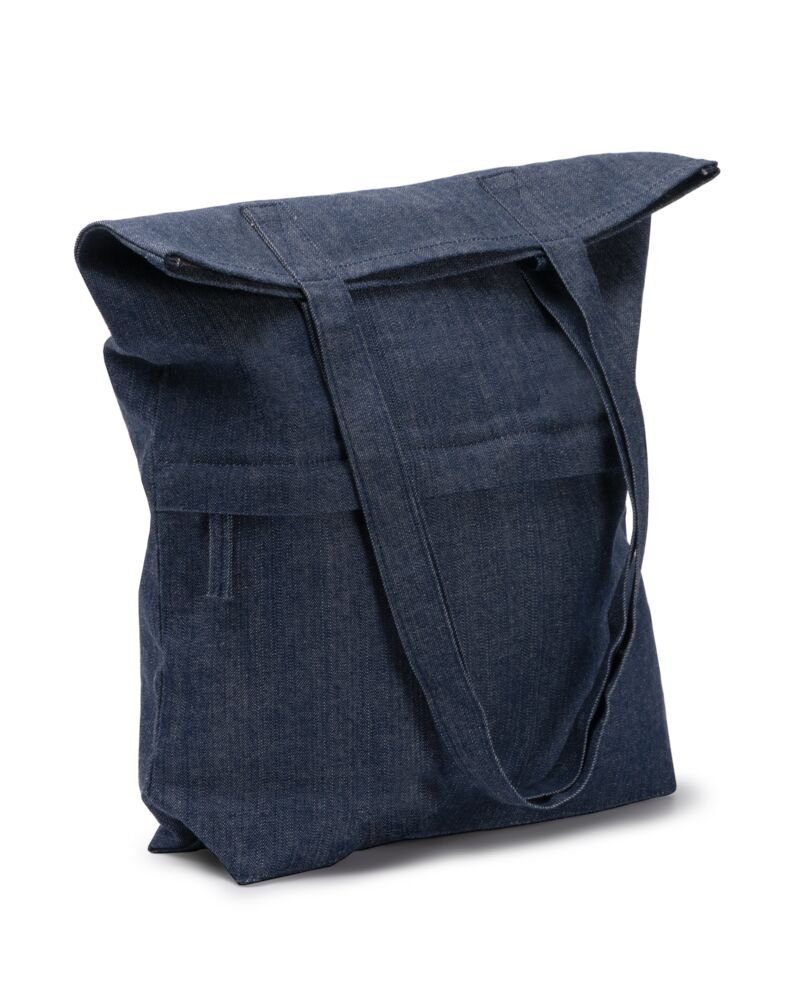 KIRK - Borsa realizzata in tessuto denim riciclato 280 gr/m2 con tasca frontale con zip. Thumbnail