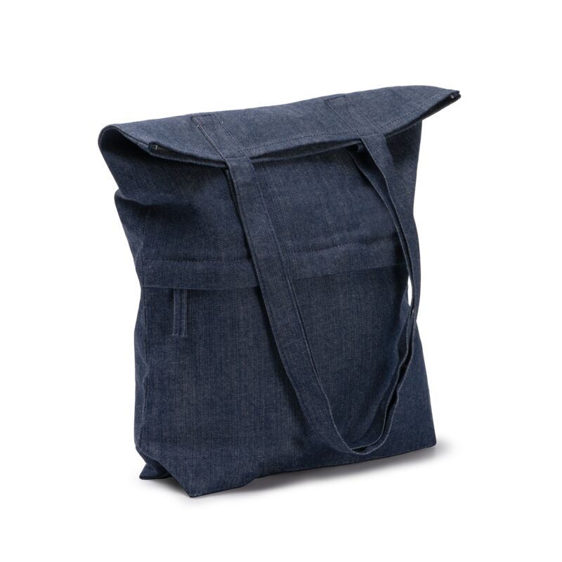 KIRK - Borsa realizzata in tessuto denim riciclato 280 gr/m2 con tasca frontale con zip. Thumbnail