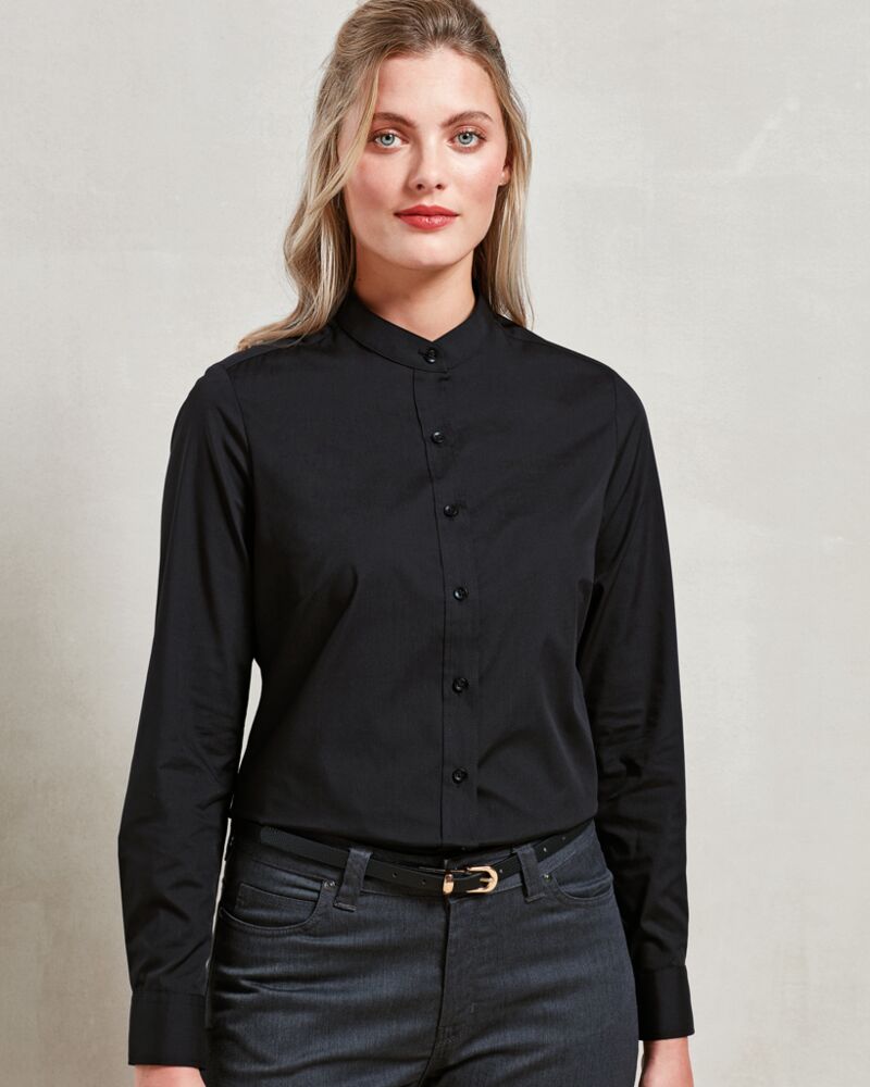 Premier Ladies Banded Collar Grandad Shirt Thumbnail