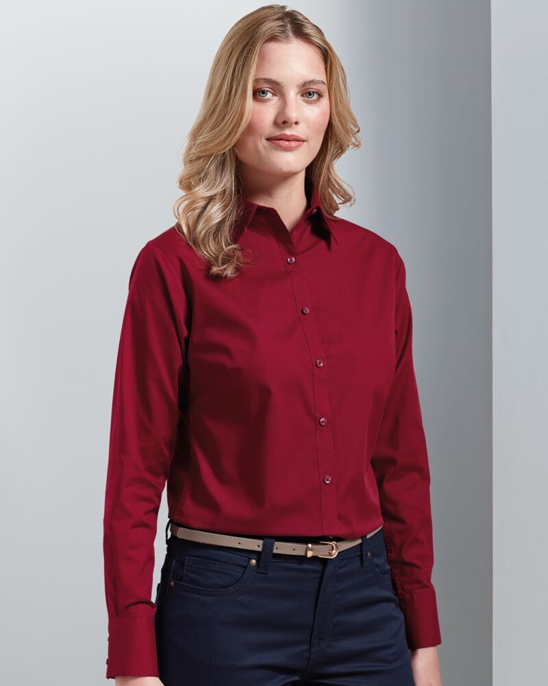 Ladies Long Sleeve Poplin Blouse Thumbnail