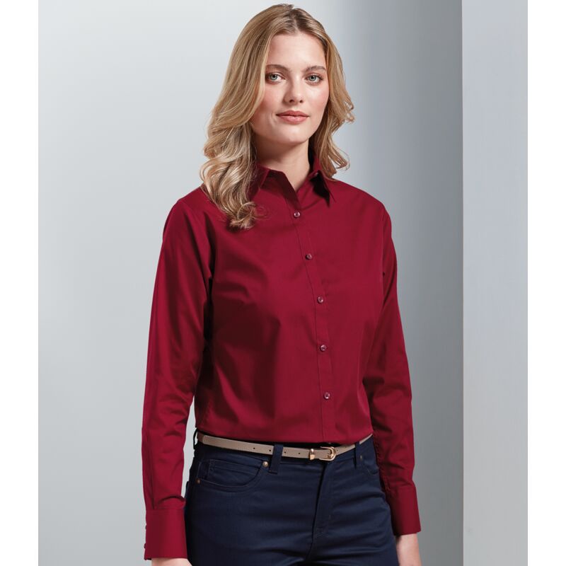 Ladies Long Sleeve Poplin Blouse Thumbnail