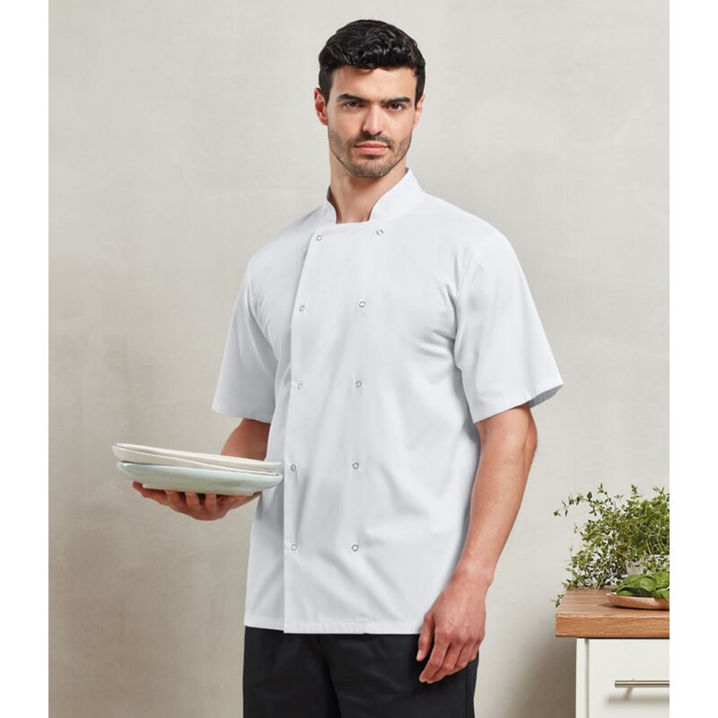 Unisex Short Sleeve Stud Front Chef's Jacket Thumbnail