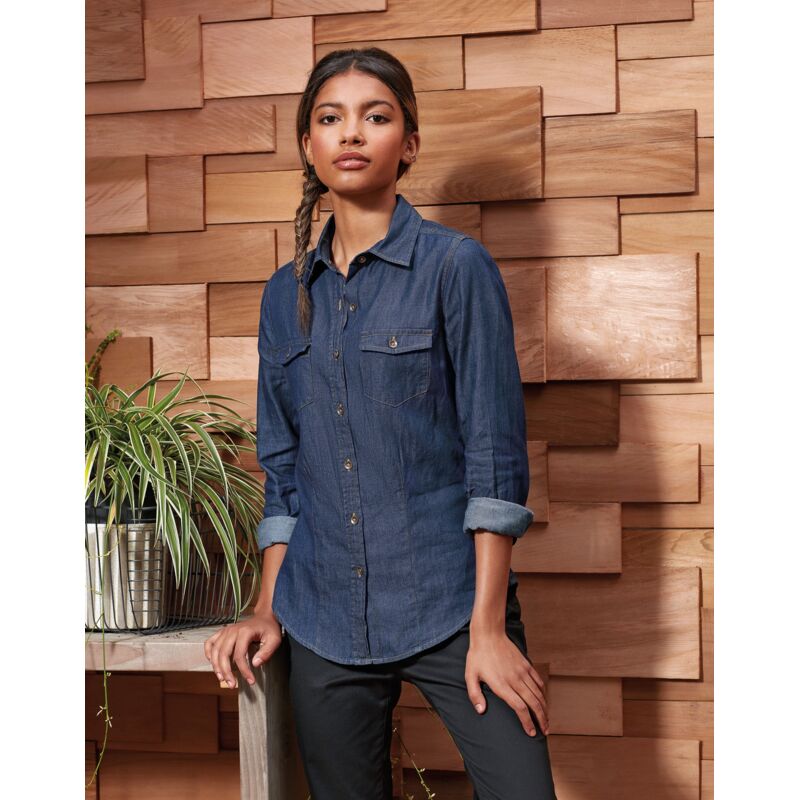 Ladies Jeans Stitch Denim Shirt Thumbnail
