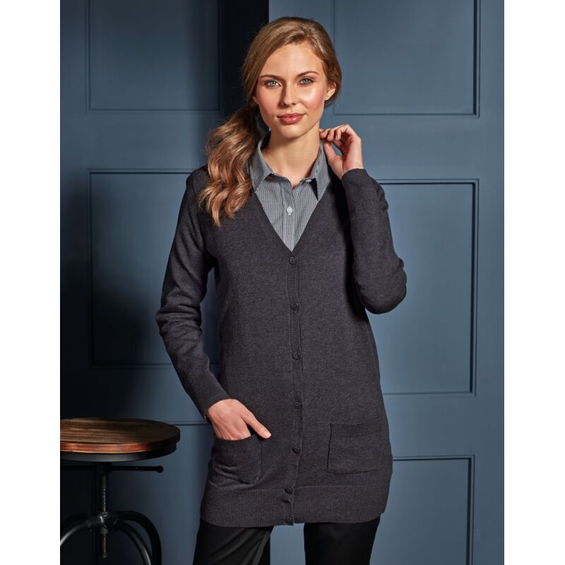 Ladies Longline V Neck Cardigan Thumbnail