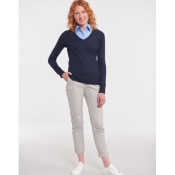 Ladies' V-Neck Knitted Pullover Thumbnail