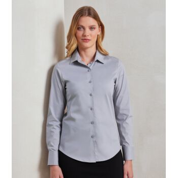 Ladies Long Sleeve Stretch Fit Poplin Shirt Thumbnail