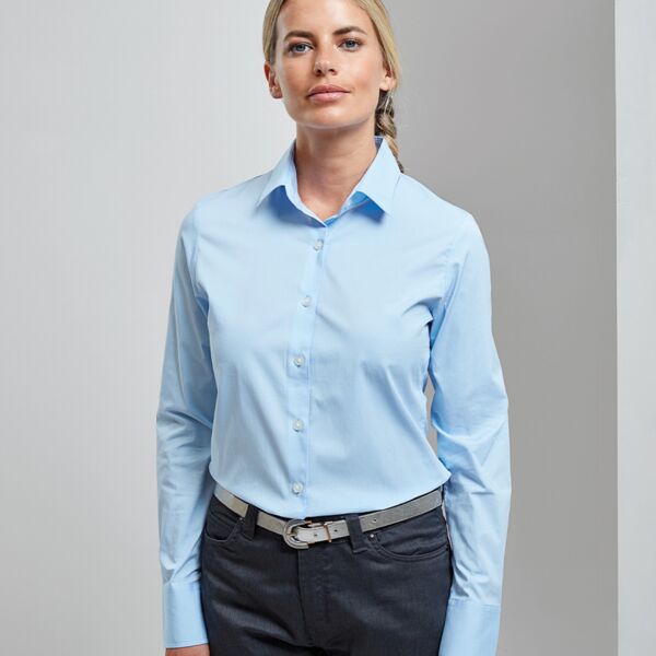 Ladies Long Sleeve Stretch Fit Poplin Shirt Thumbnail